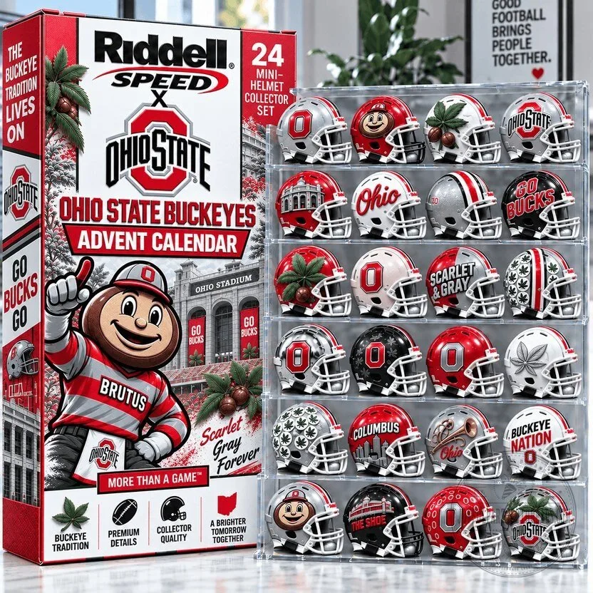 Ohio State Buckeyes Football Mini Helmet Advent Calendar Collector Set 2D 3 Ohio State Buckeyes Football Mini Helmet Advent Calendar Collector Set