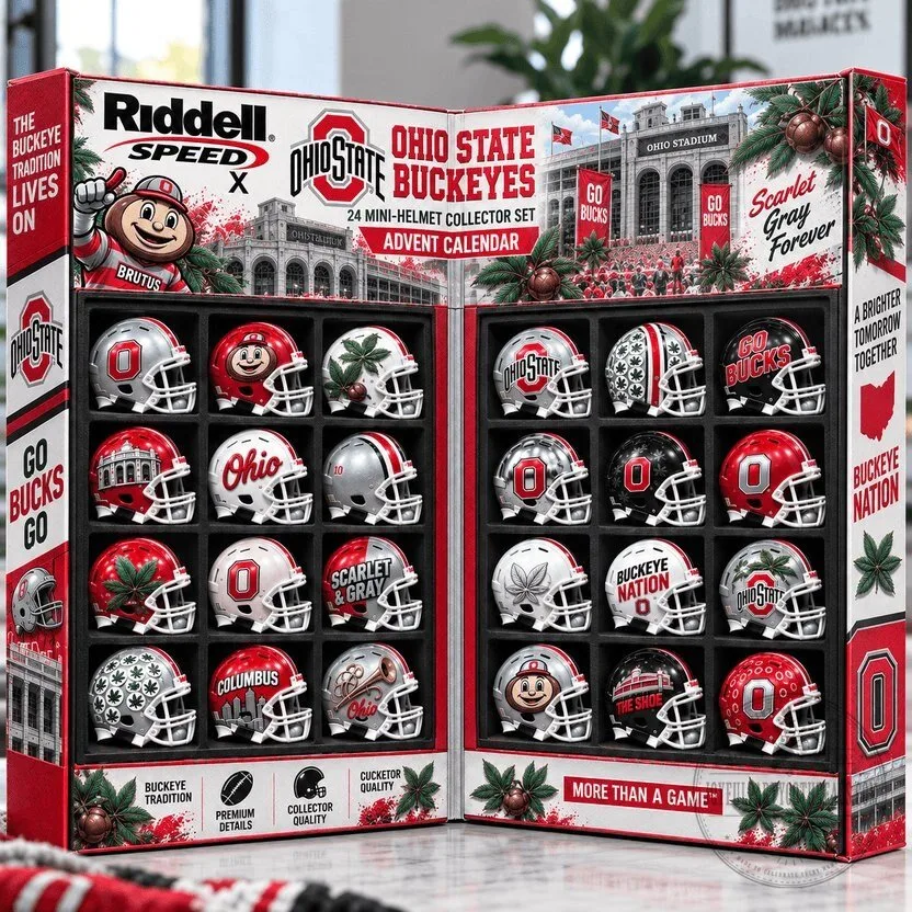Ohio State Buckeyes Football Mini Helmet Advent Calendar Collector Set 2D 4 Ohio State Buckeyes Football Mini Helmet Advent Calendar Collector Set