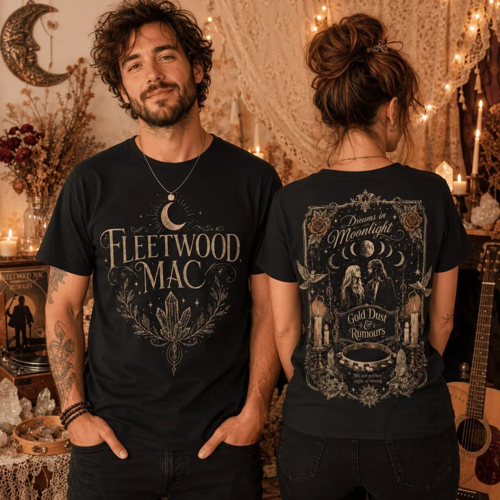 Fleetwood Mac Gold Dust and Rumours Album Art Black T-Shirt Fleetwood Mac Gold Dust and Rumours Album Art Black T-Shirt