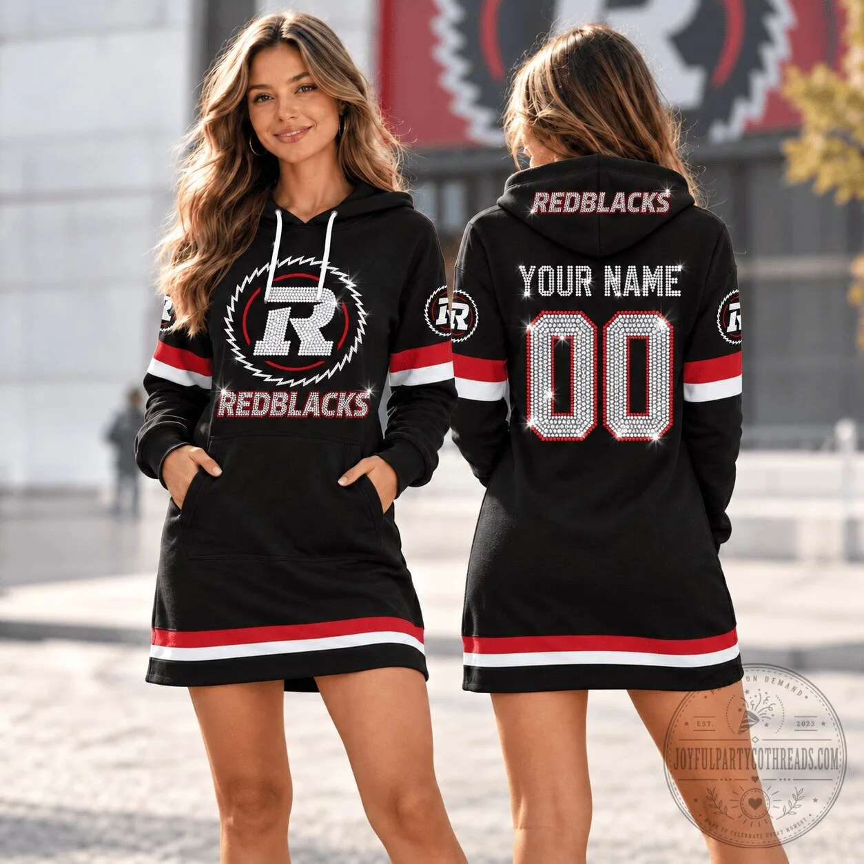 Ottawa Redblacks Canadian Football League Custom Name and Number Hoodie Dress