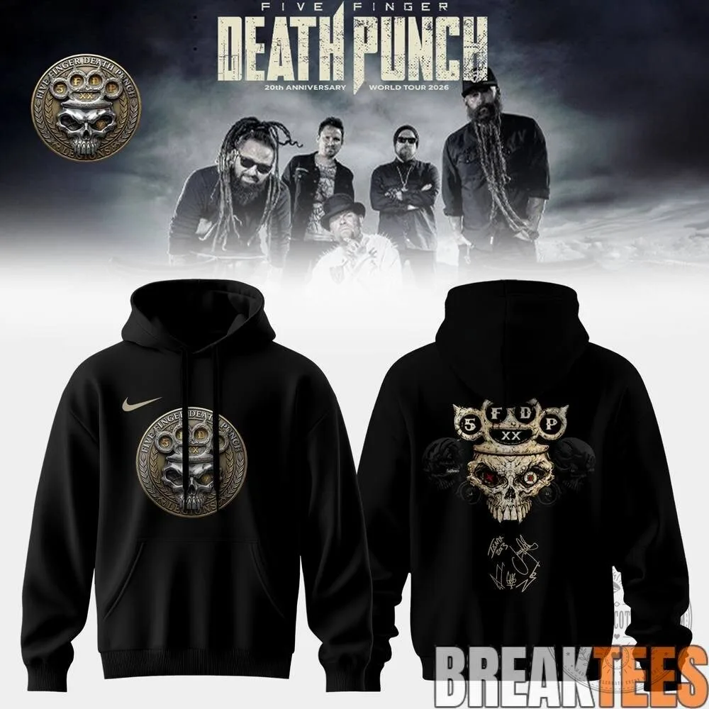 Five Finger Death Punch 20th Anniversary World Tour 2026 Black Hoodie 3 Five Finger Death Punch 20th Anniversary World Tour 2026 Black Hoodie