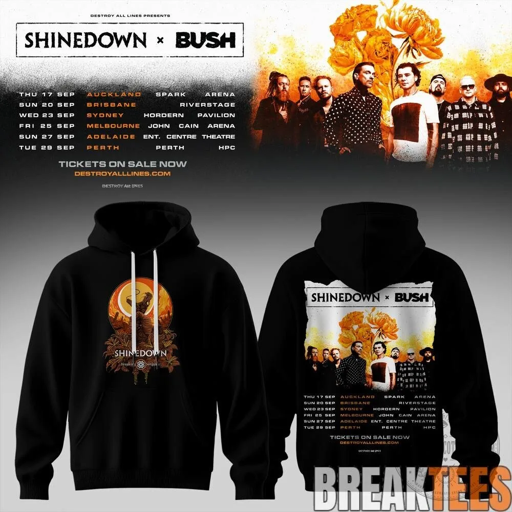 Shinedown Bush Australia Tour 2020 Concert Dates Black Hoodie