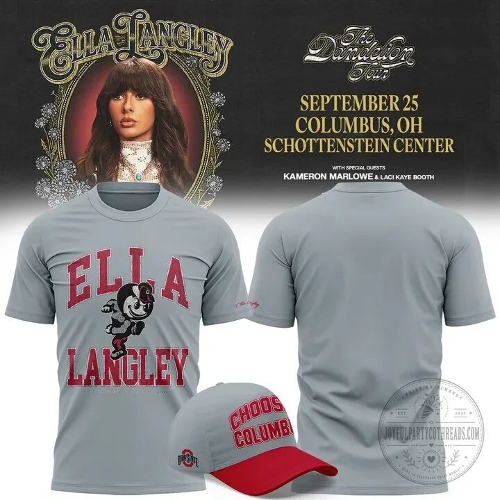 Ella Langley The Dandelion Tour Ohio State Buckeyes Gray T-Shirt