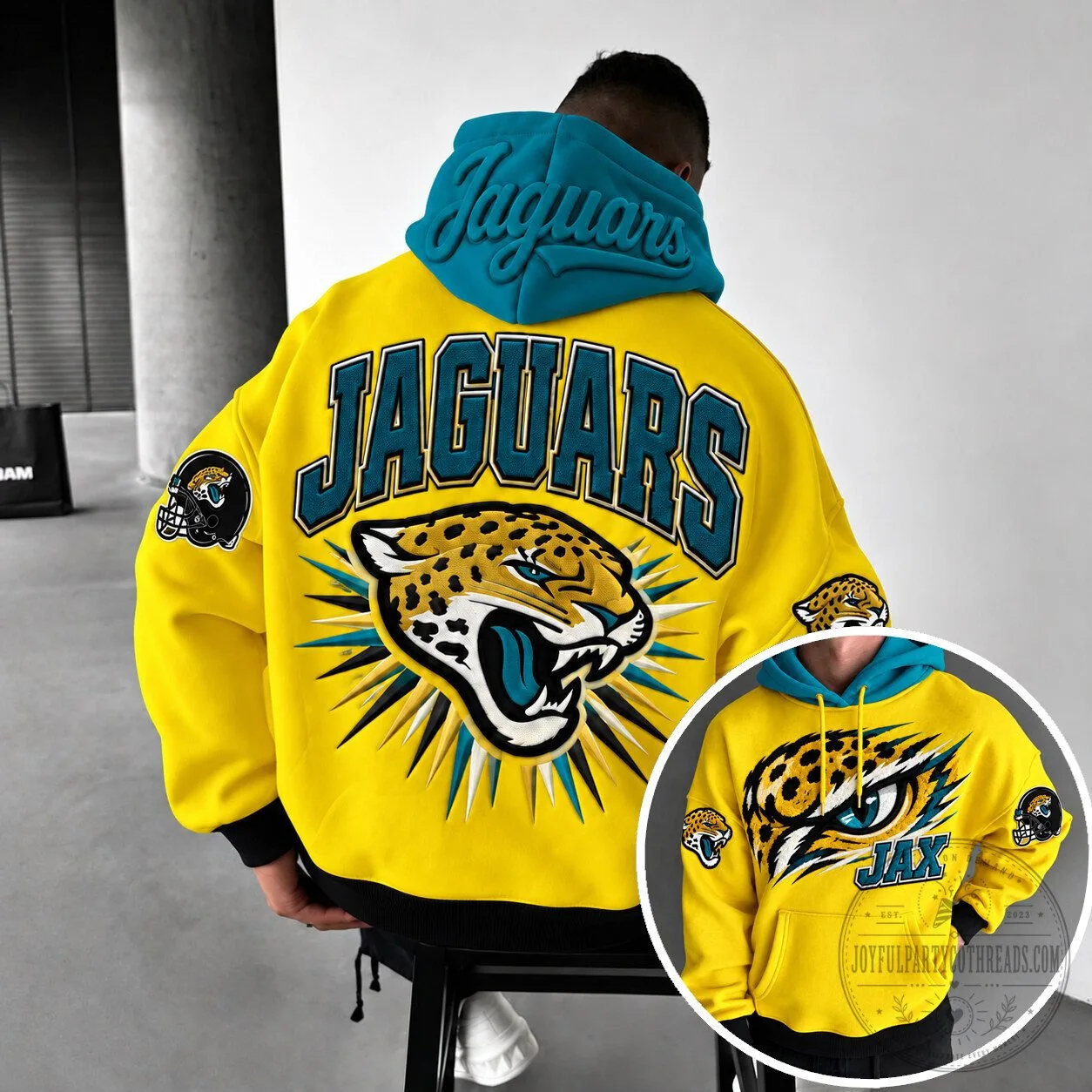 Yellow Hoodie Featuring Jacksonville Jaguars Team Logo