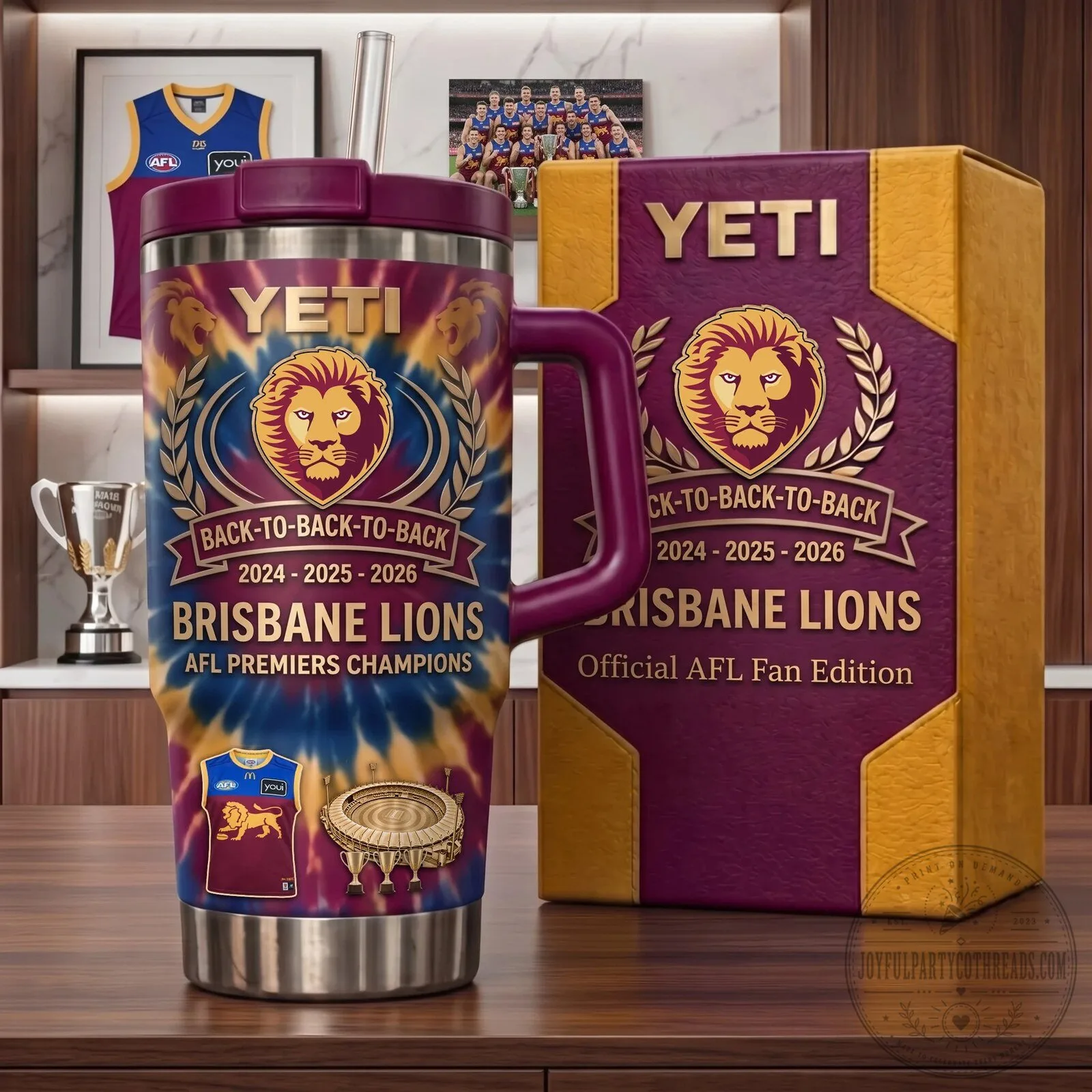 Brisbane Lions Back to Back to Back AFL Premiers Champions Yeti Tumbler
