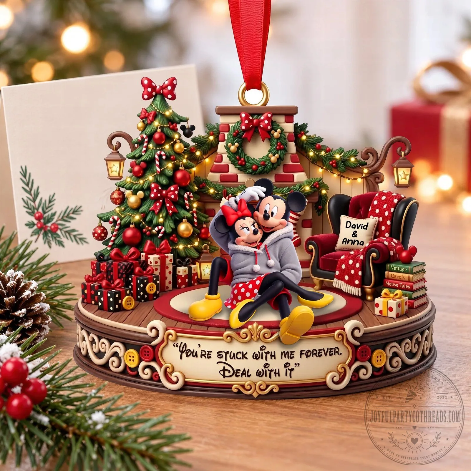 Mickey and Minnie Mouse Christmas Holiday Personalized Ornament 6 Mickey and Minnie Mouse Christmas Holiday Personalized Ornament