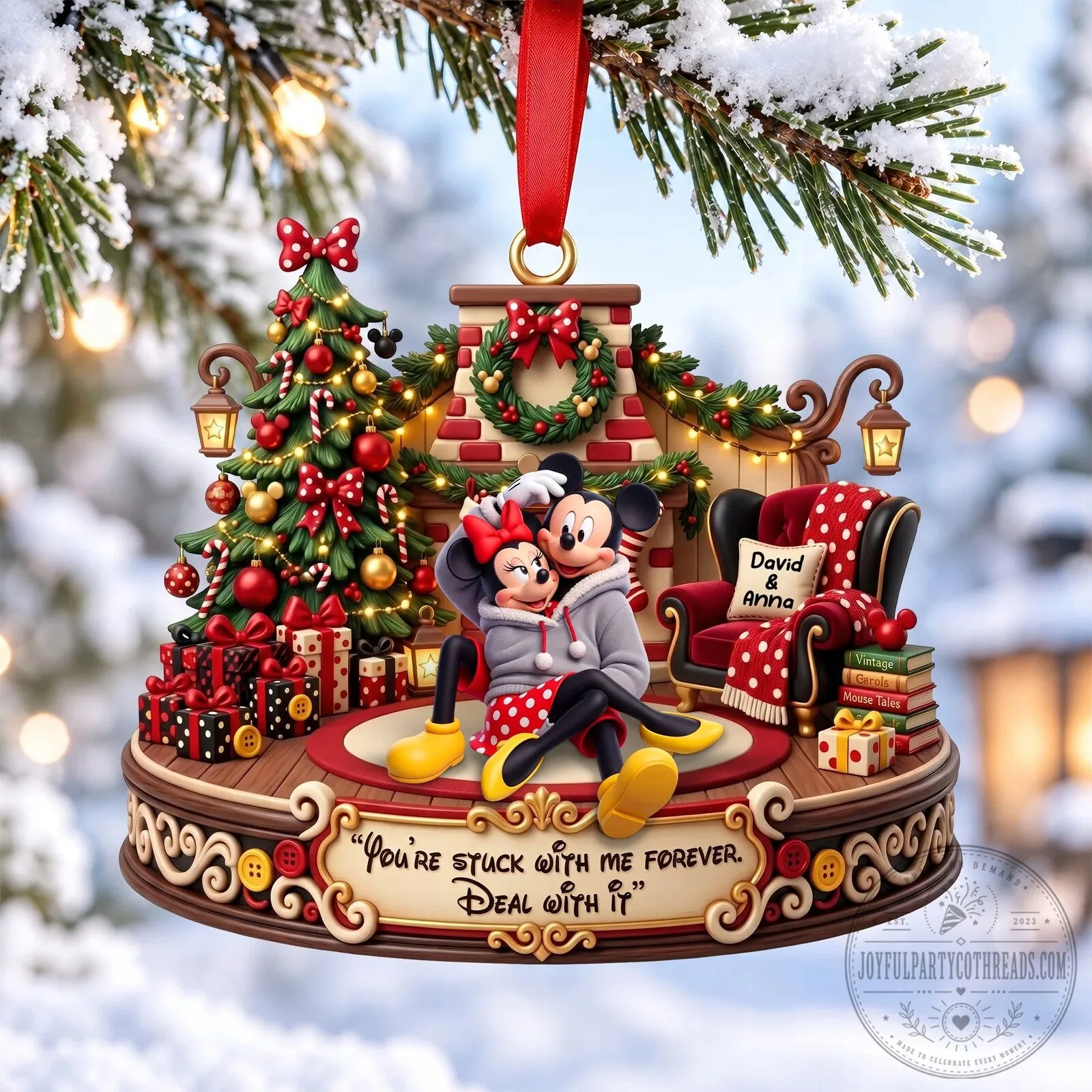 Mickey and Minnie Mouse Christmas Holiday Personalized Ornament 7 Mickey and Minnie Mouse Christmas Holiday Personalized Ornament