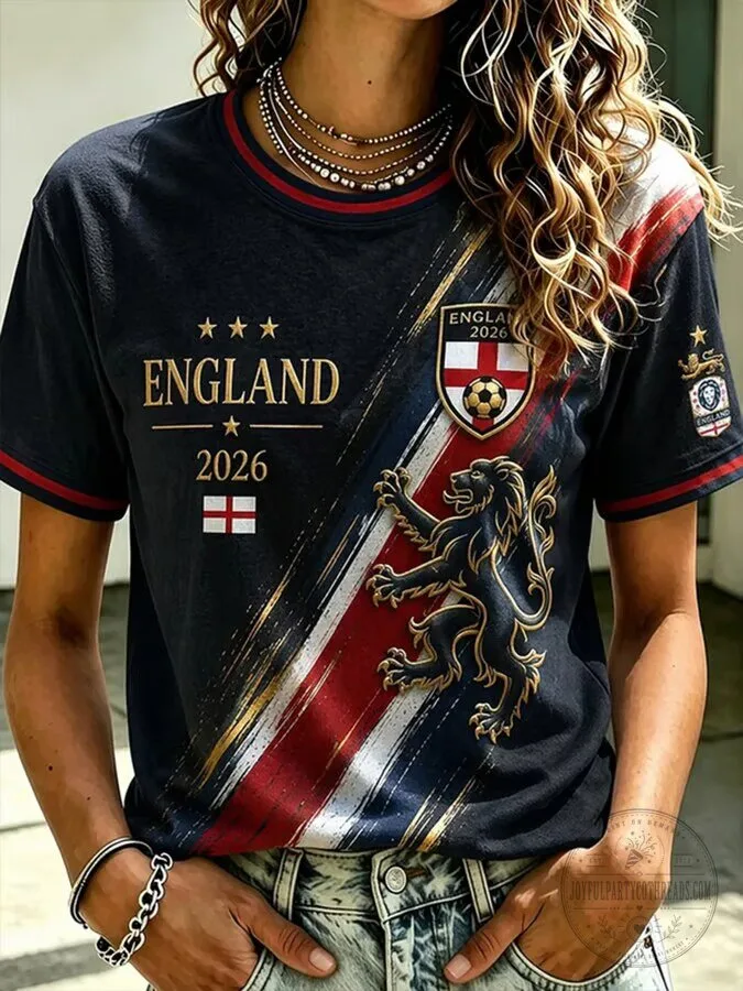 England Football Lion Crest Graphic T-Shirt for Women
