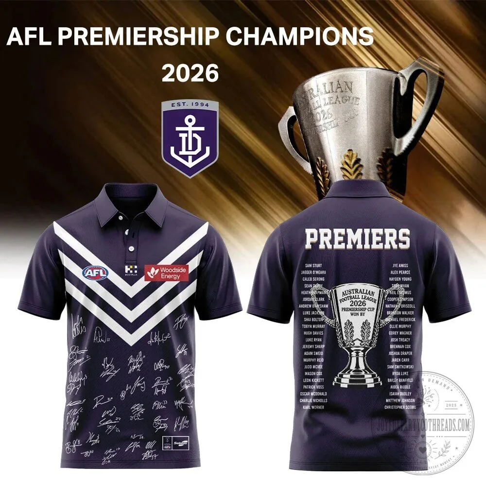 Fremantle Dockers AFL 2026 Premiership Champions Polo Shirt with Signatures