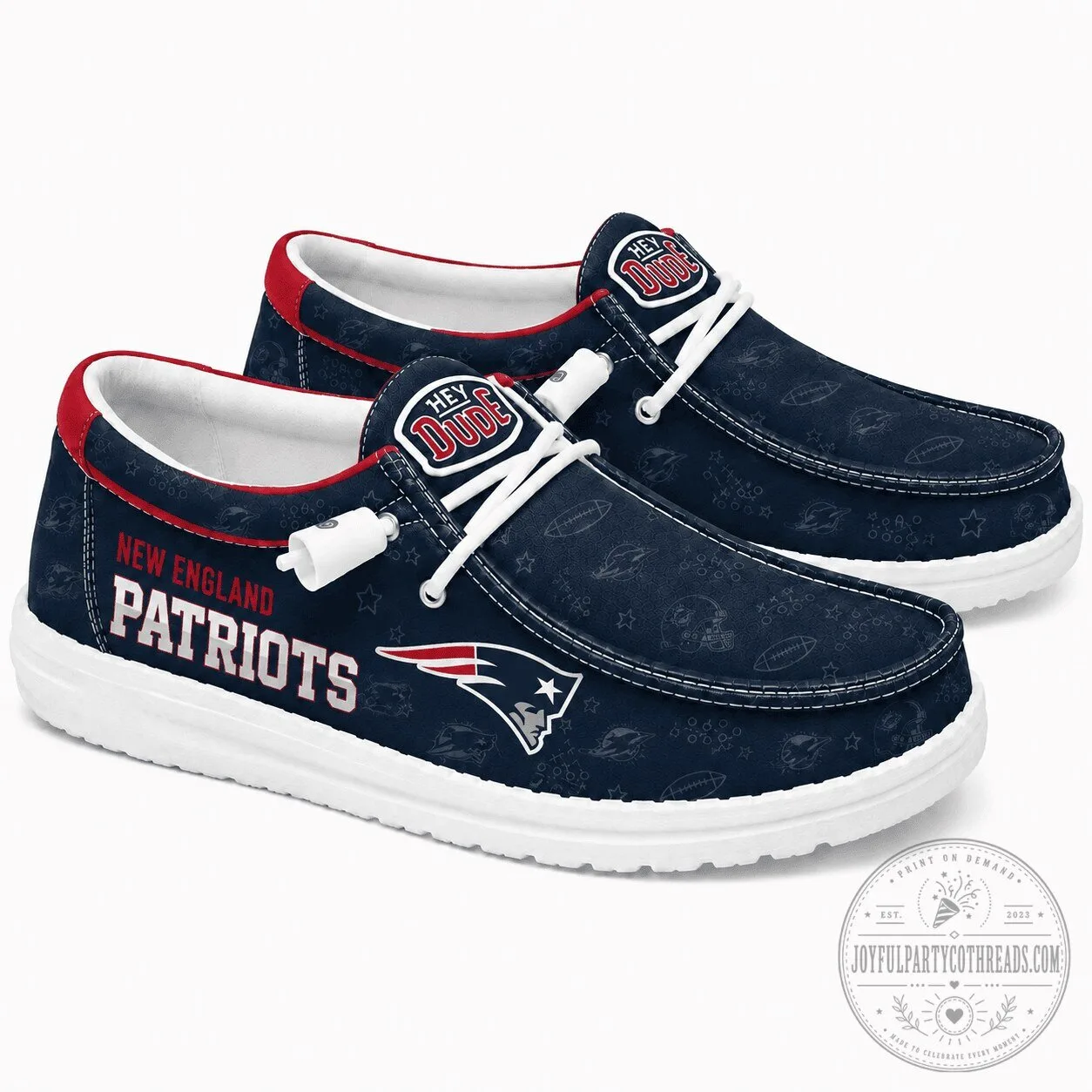 New England Patriots Football Team Logo Dark Blue Loafer Shoes