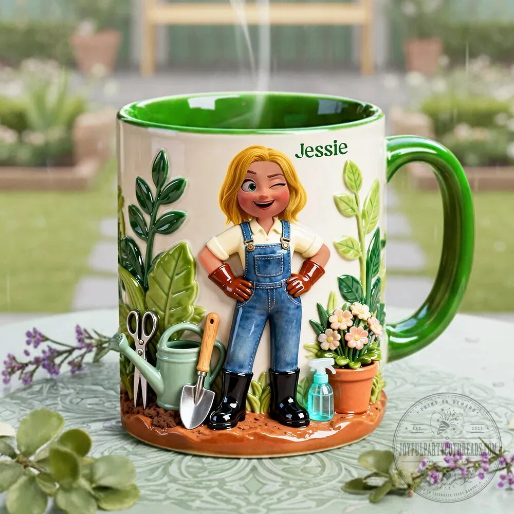 Personalized Female Gardener Ceramic Coffee Mug