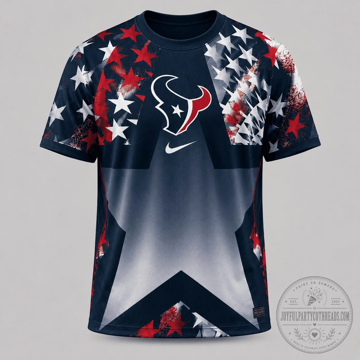 Houston Texans Football Patriotic Star Design Short-Sleeve T-Shirt
