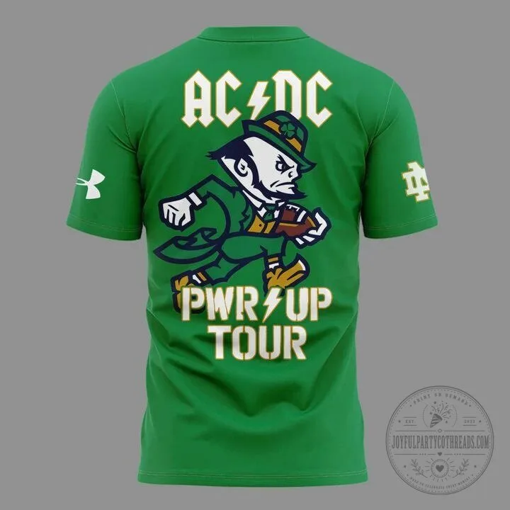 2026 Stadium Green T-Shirt for Notre Dame Football AC/DC Power Up Tour 6 2026 Stadium Green T-Shirt for Notre Dame Football AC/DC Power Up Tour