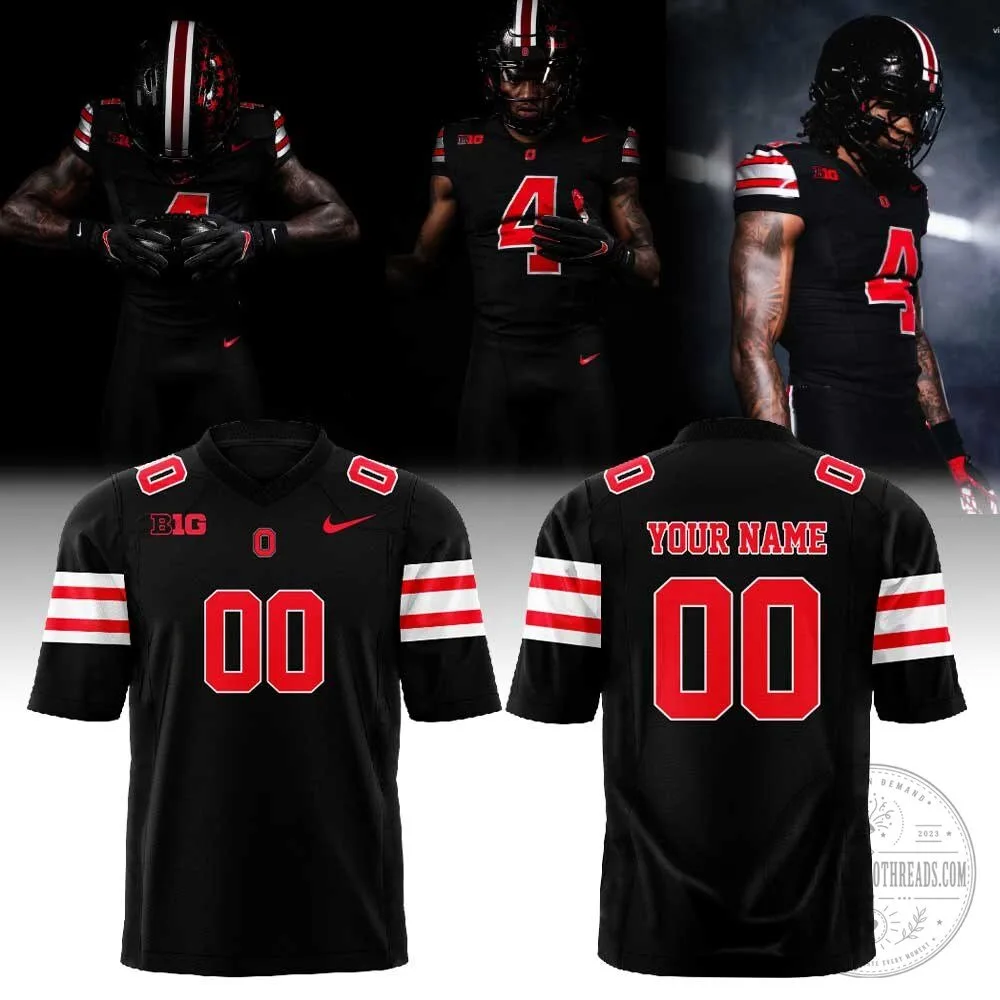 Ohio State Football Black Custom Number and Name Fan Jersey