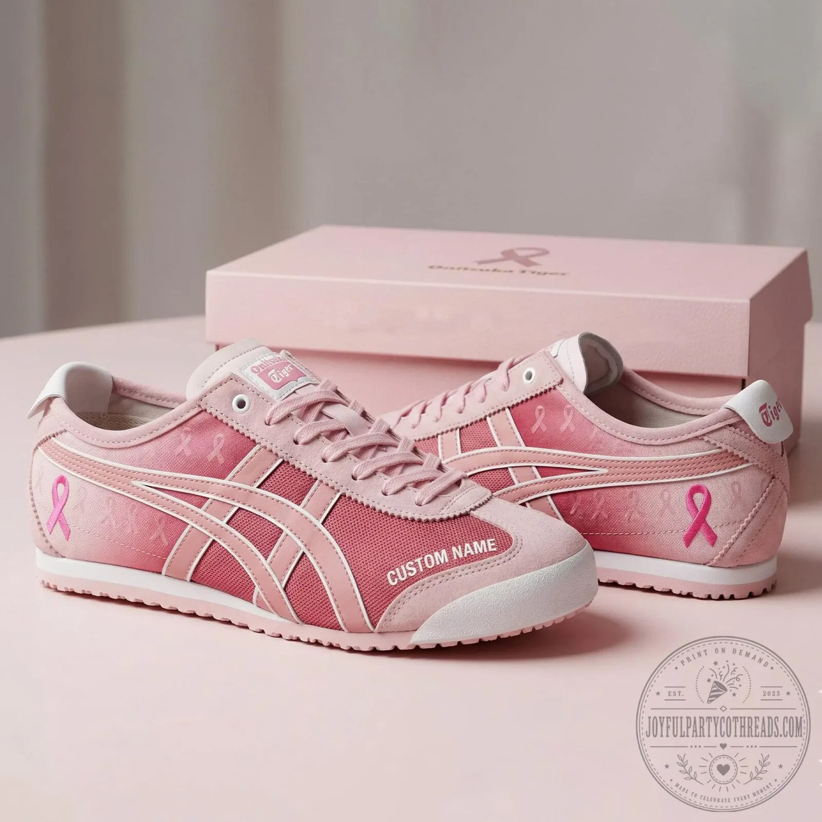 Onitsuka Tiger Pink Ribbon Breast Cancer Awareness Custom Name Shoes