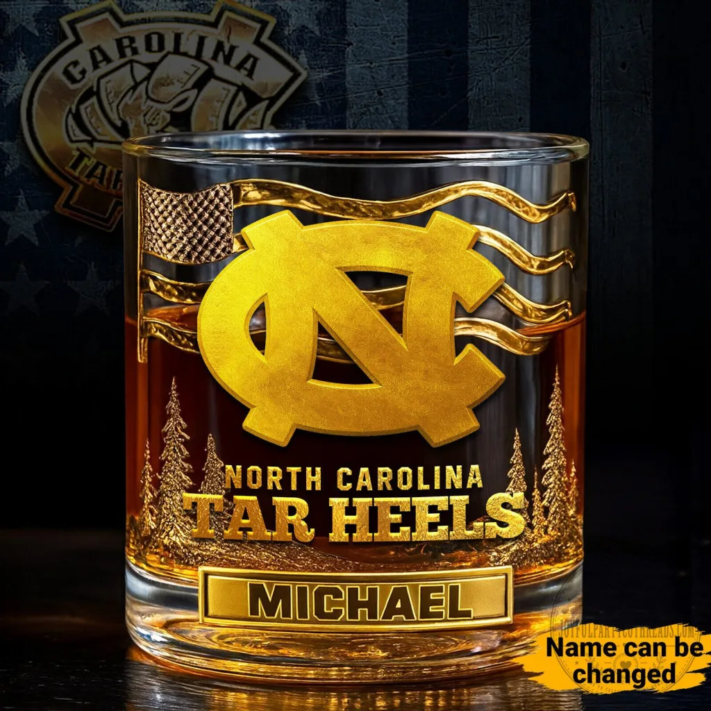 North Carolina Tar Heels Personalized Whiskey Drinking Glass North Carolina Tar Heels Personalized Whiskey Drinking Glass