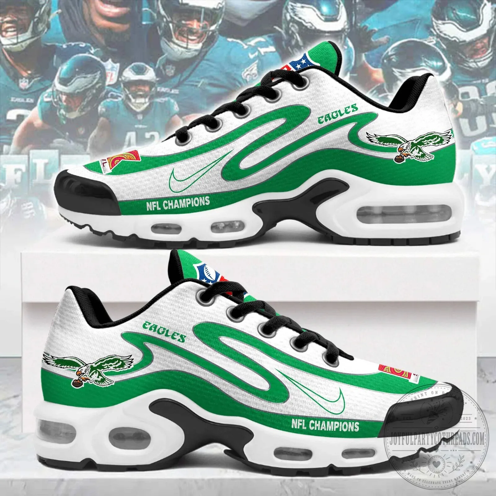 Philadelphia Eagles NFL Champions White and Green Sport Shoes