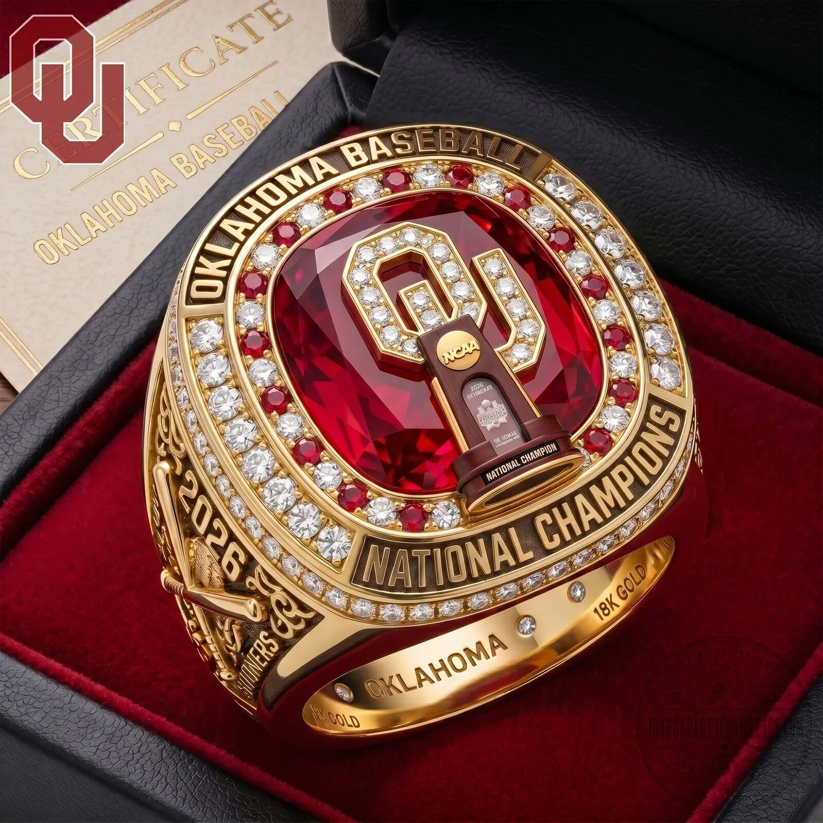 Oklahoma Baseball 2026 National Champions Commemorative 18K Gold Ring