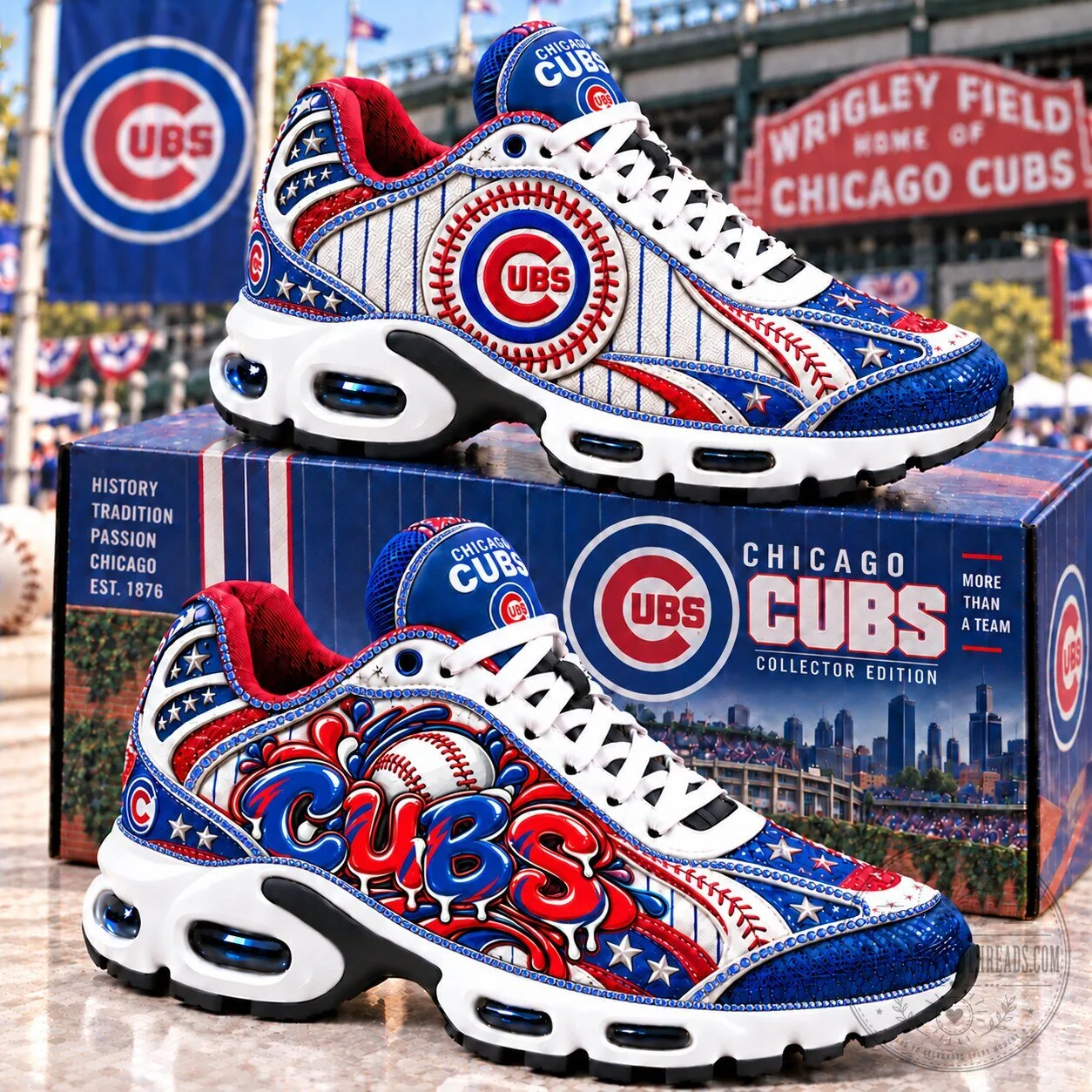 Chicago Cubs Baseball Team Air Max Style Running Shoes