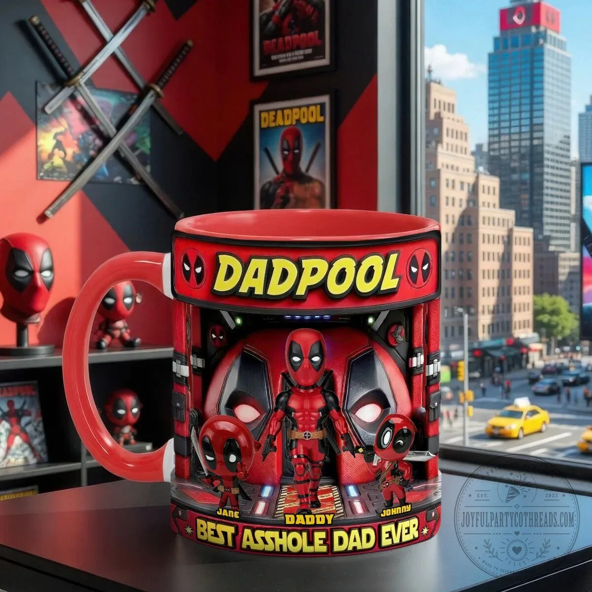 Deadpool Dadpool Best Asshole Dad Ever Funny Red Coffee Mug