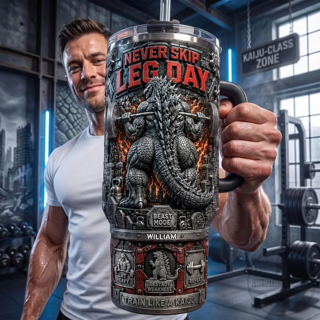 Never Skip Leg Day Godzilla Gym Workout Fitness Motivation 40oz Tumbler with Handle Never Skip Leg Day Godzilla Gym Workout Fitness Motivation 40oz Tumbler with Handle