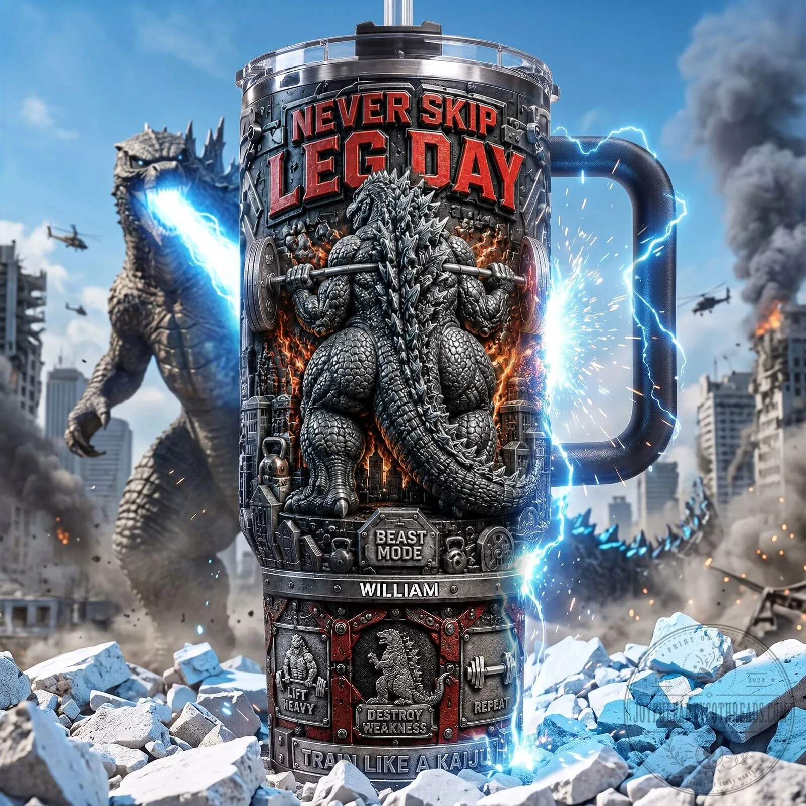 Never Skip Leg Day Godzilla Gym Workout Fitness Motivation 40oz Tumbler with Handle 5 Never Skip Leg Day Godzilla Gym Workout Fitness Motivation 40oz Tumbler with Handle