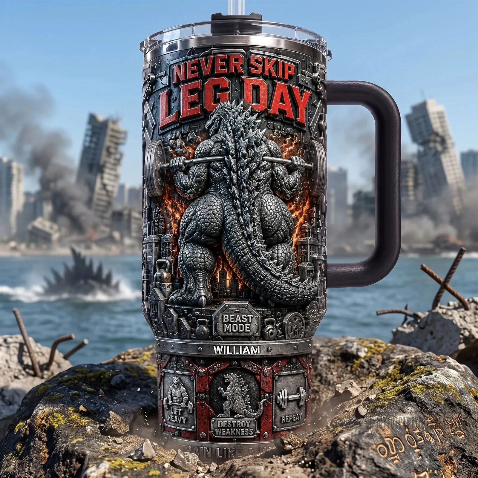 Never Skip Leg Day Godzilla Gym Workout Fitness Motivation 40oz Tumbler with Handle 6 Never Skip Leg Day Godzilla Gym Workout Fitness Motivation 40oz Tumbler with Handle