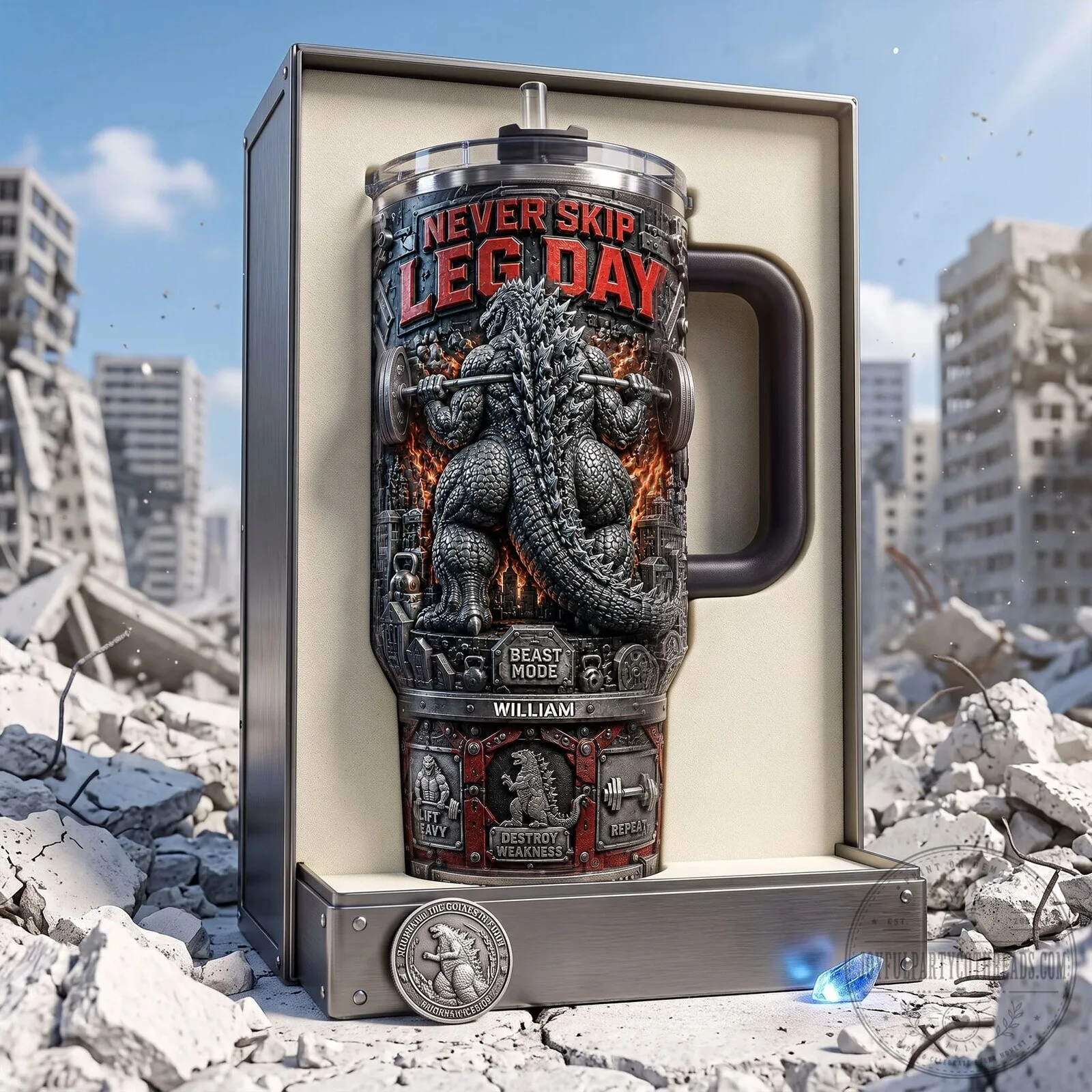 Never Skip Leg Day Godzilla Gym Workout Fitness Motivation 40oz Tumbler with Handle 7 Never Skip Leg Day Godzilla Gym Workout Fitness Motivation 40oz Tumbler with Handle