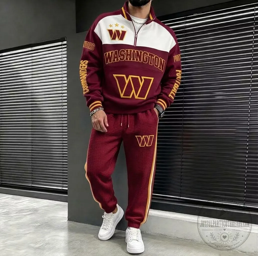 Washington Commanders Football Team Half-Zip Pullover Sweatshirt and Jogger Pants Set