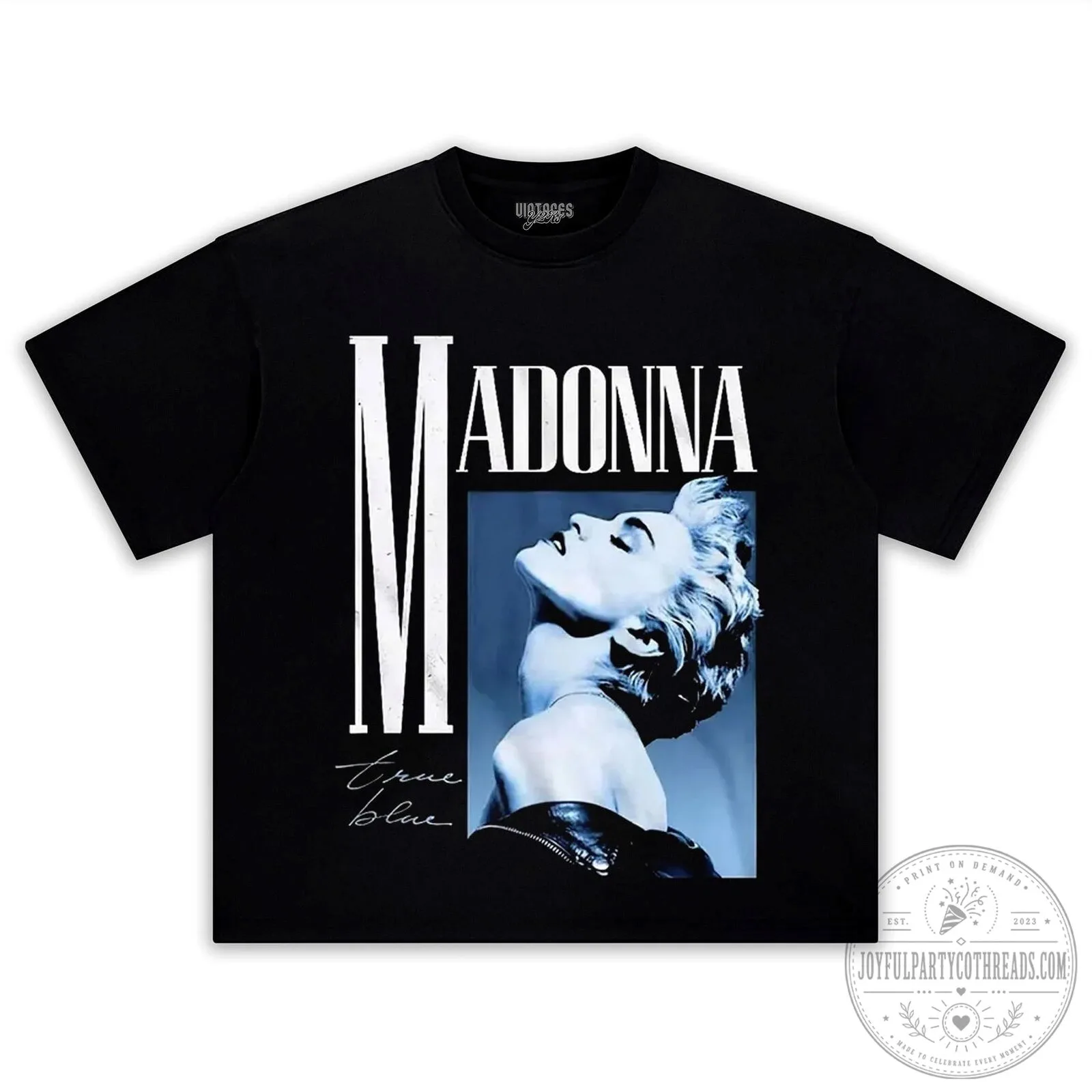 Madonna True Blue Album Cover Vintage Style Black T-Shirt