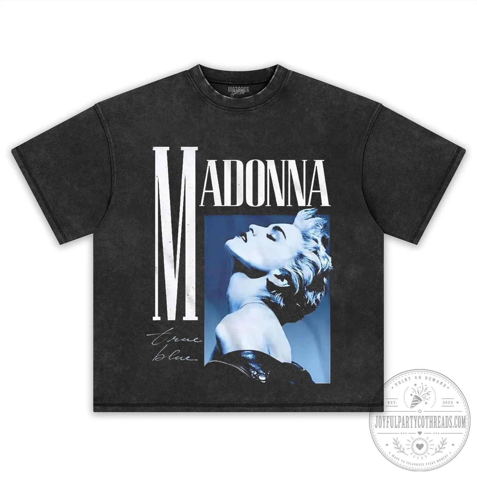 Madonna True Blue Album Cover Vintage Style Black T-Shirt 8 Madonna True Blue Album Cover Vintage Style Black T-Shirt