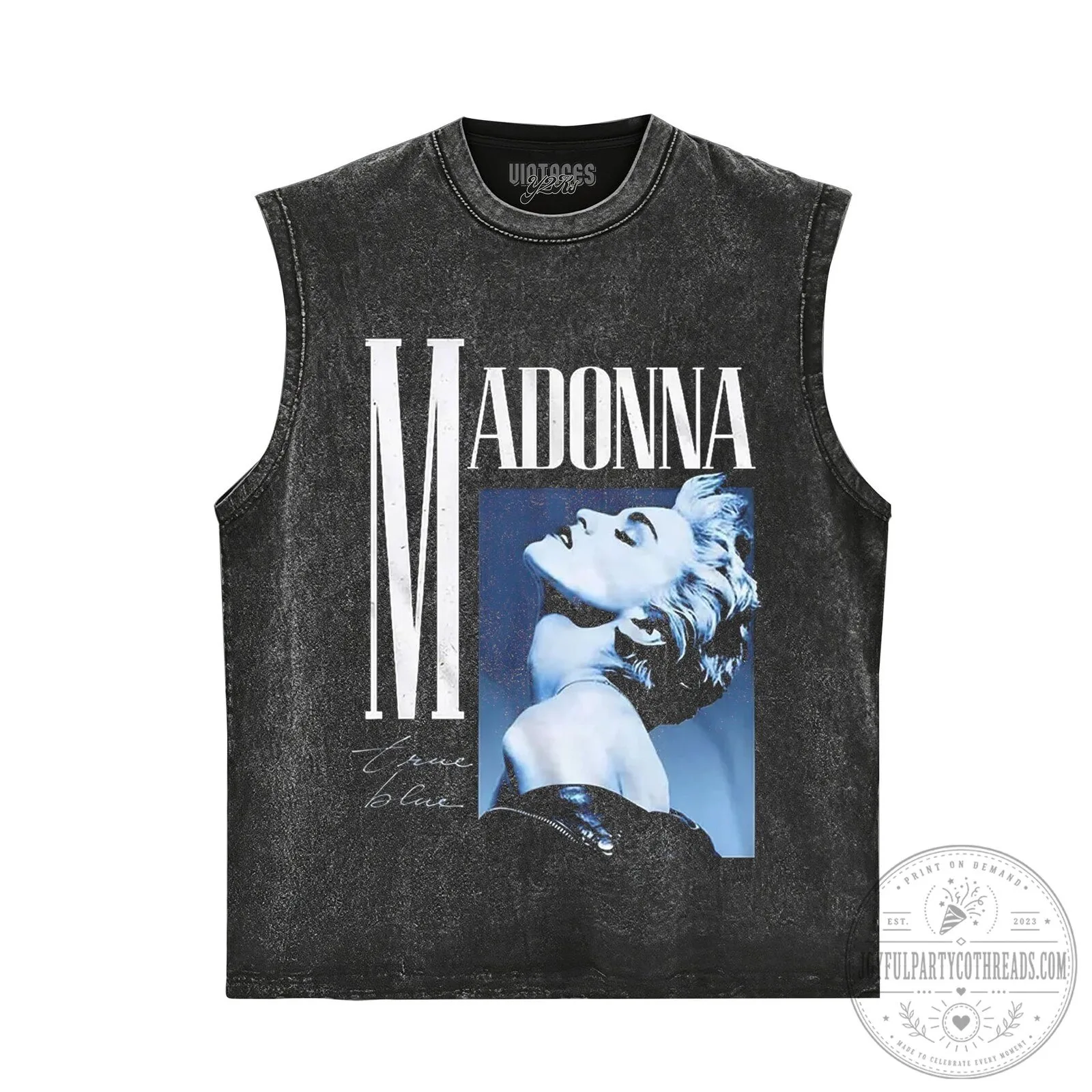 Madonna True Blue Album Cover Vintage Style Black T-Shirt 9 Madonna True Blue Album Cover Vintage Style Black T-Shirt