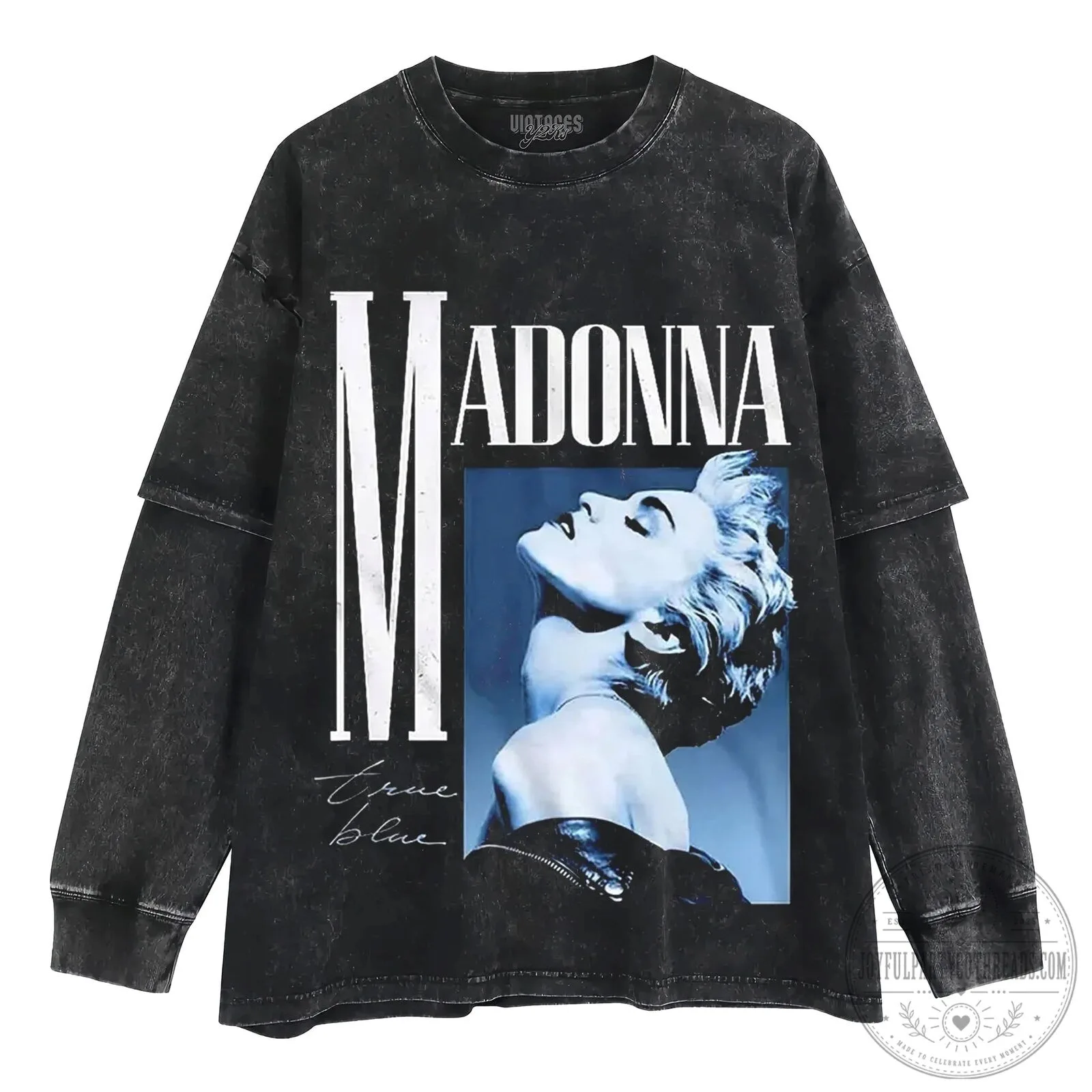 Madonna True Blue Album Cover Vintage Style Black T-Shirt 10 Madonna True Blue Album Cover Vintage Style Black T-Shirt