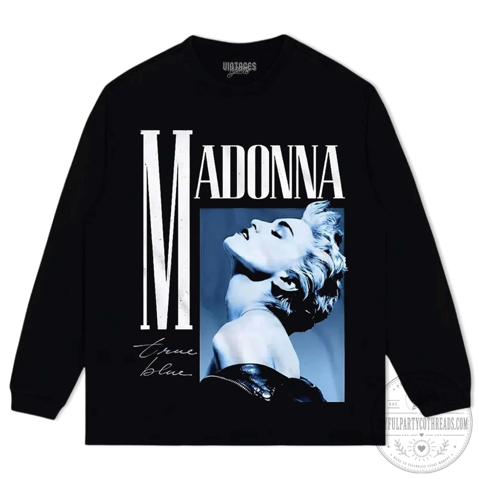 Madonna True Blue Album Cover Vintage Style Black T-Shirt 11 Madonna True Blue Album Cover Vintage Style Black T-Shirt