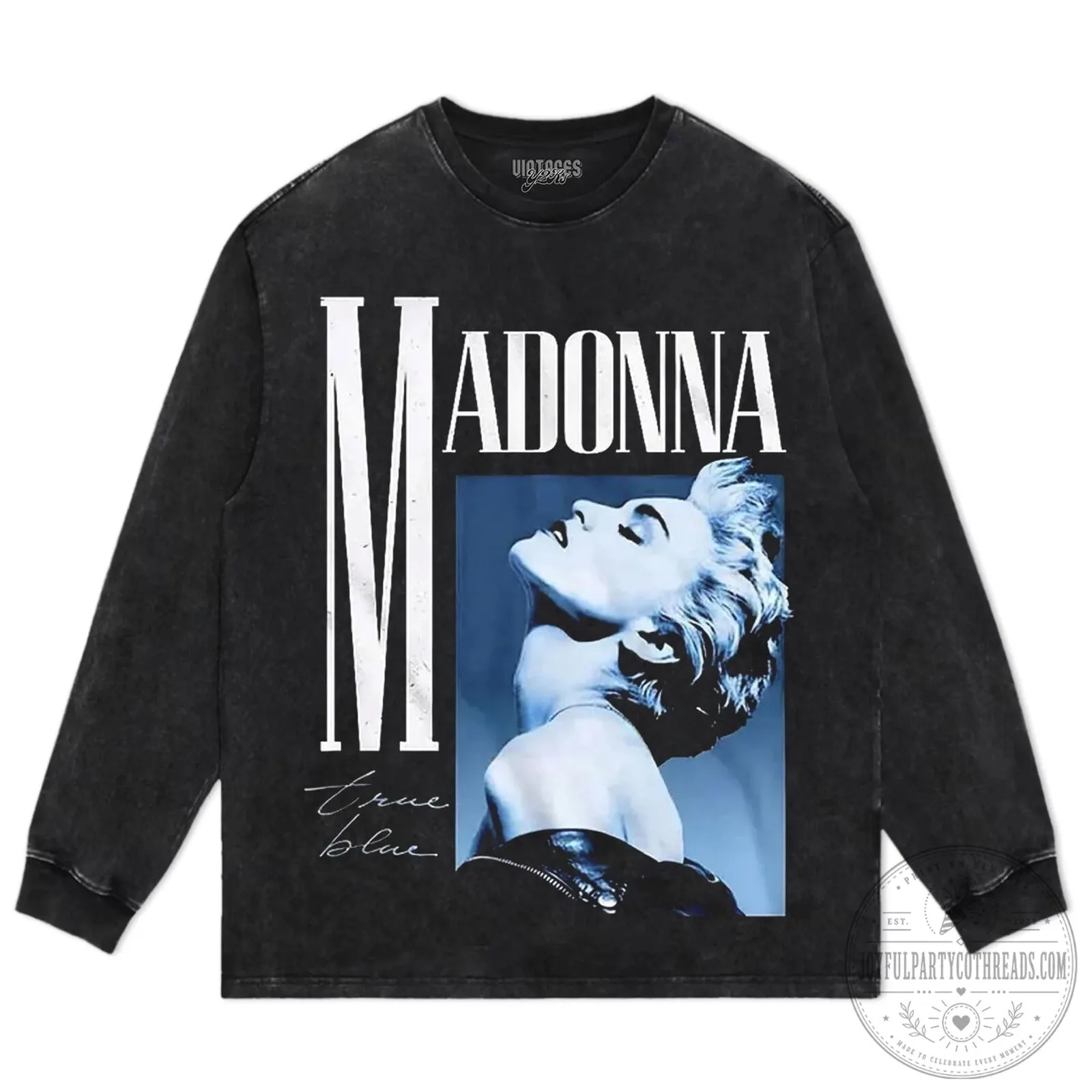 Madonna True Blue Album Cover Vintage Style Black T-Shirt 12 Madonna True Blue Album Cover Vintage Style Black T-Shirt