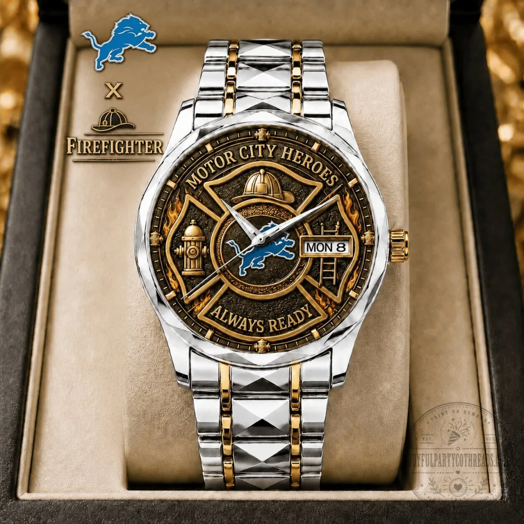 Detroit Lions Firefighter Motor City Heroes Stainless Steel Wrist Watch Detroit Lions Firefighter Motor City Heroes Stainless Steel Wrist Watch
