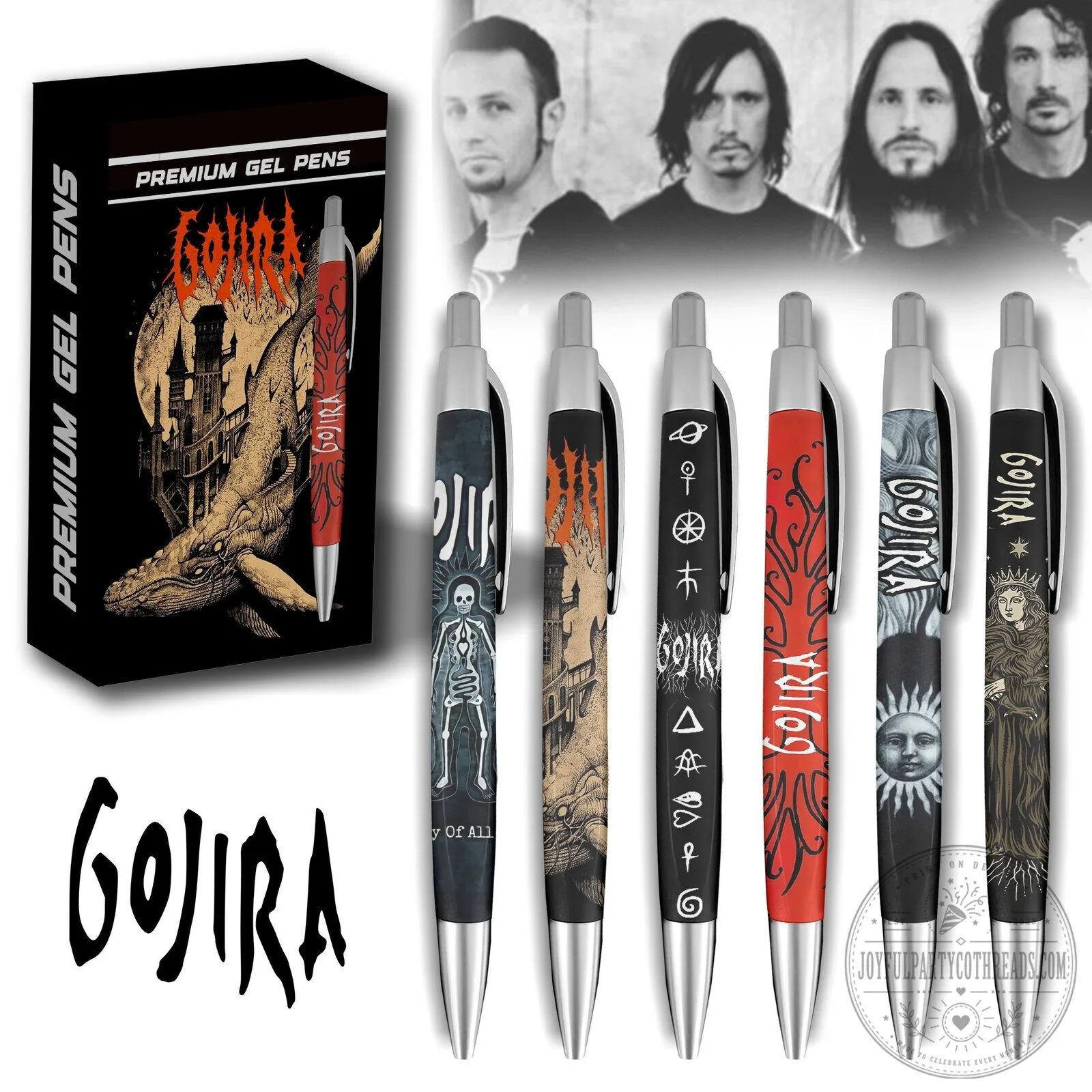 Gojira Band Premium Gel Pens Set of Six with Custom Artwork