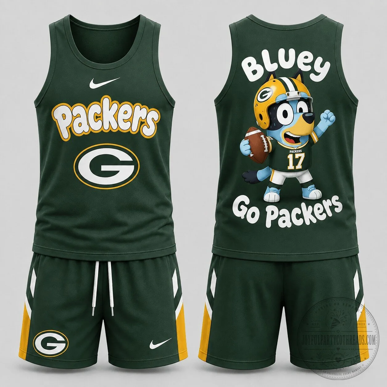 Green Bay Packers Bluey Cartoon Character Football Tank Top