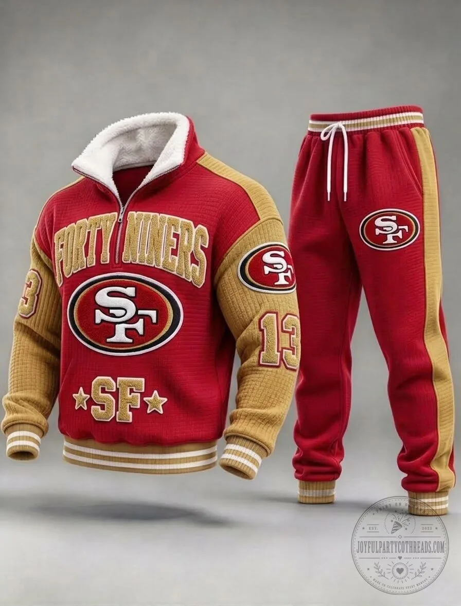 San Francisco 49ers Football Team Quarter-Zip Pullover Sweatshirt and Jogger Sweatpants