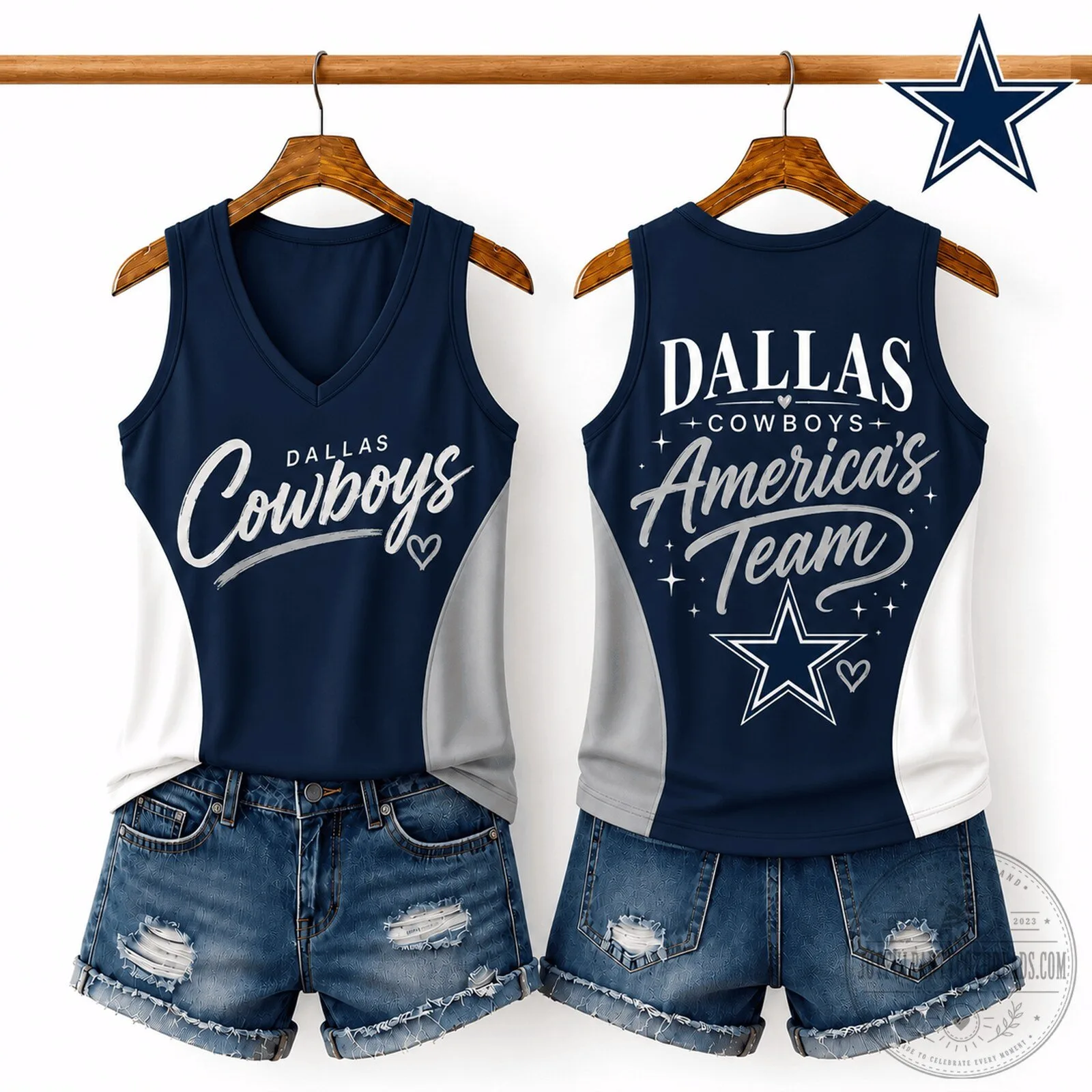 Dallas Cowboys America's Team Women's V-Neck Tank Top