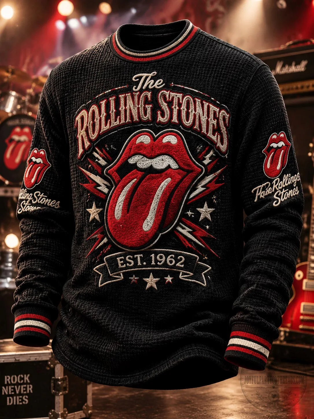 The Rolling Stones Est 1962 Waffle Knit Crewneck Sweatshirt