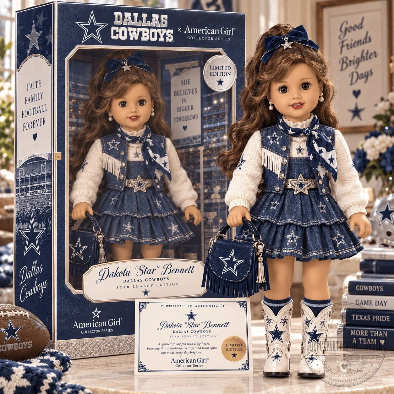 Dallas Cowboys American Girl Collector Series Dakota Star Bennett Doll