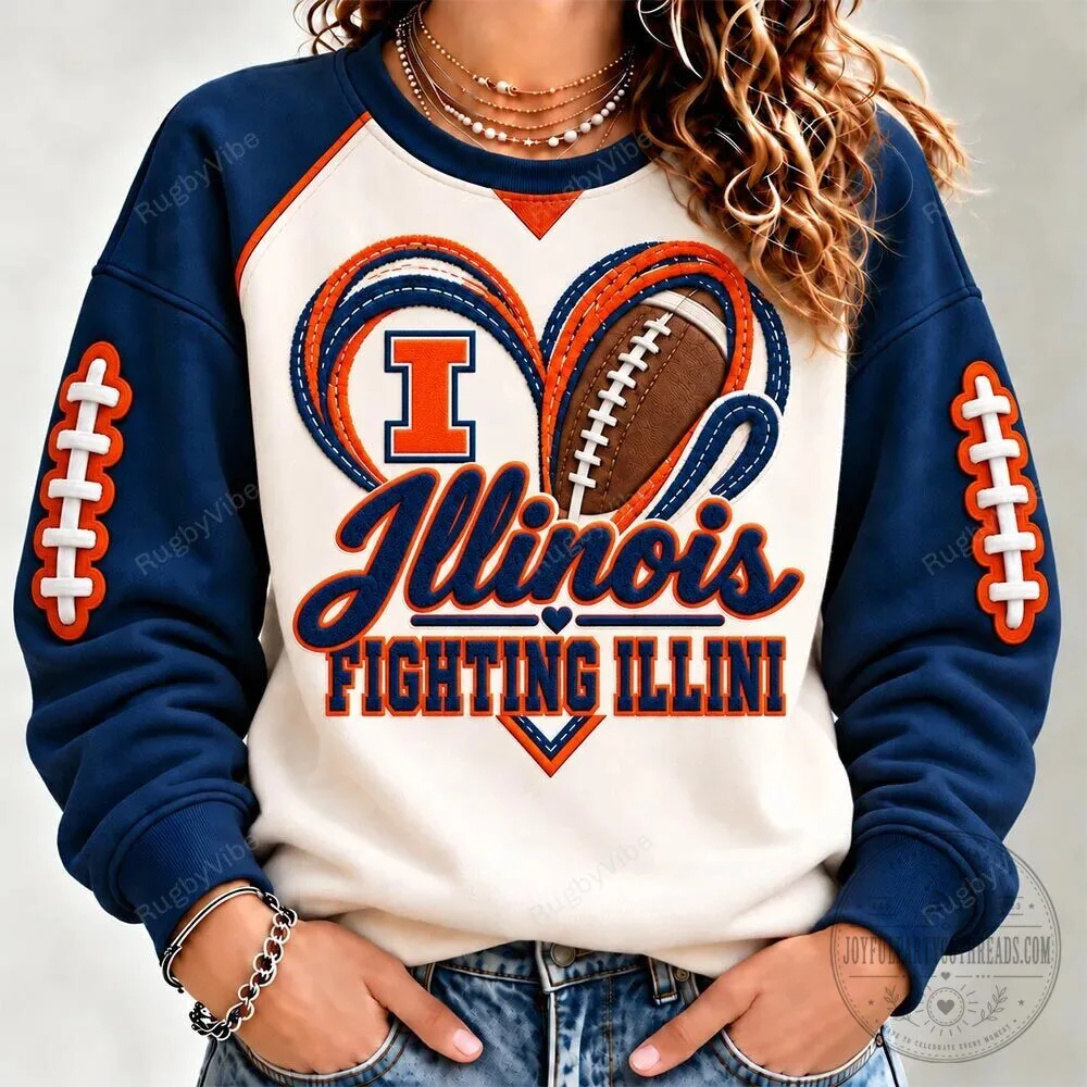 Illinois Fighting Illini Football Heart College Sports Sweatshirt
