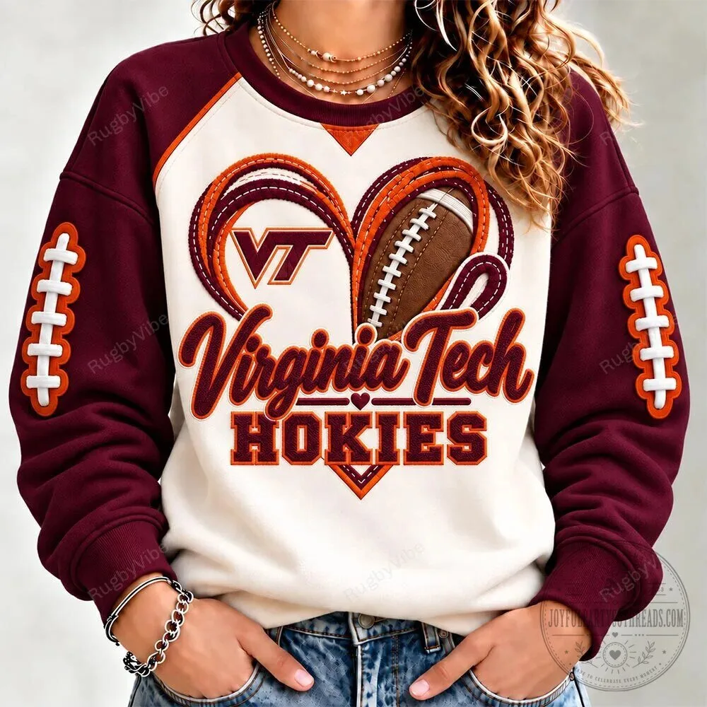 Virginia Tech Hokies Football Heart Shaped Logo Sweatshirt 1 Virginia Tech Hokies Football Heart Shaped Logo Sweatshirt