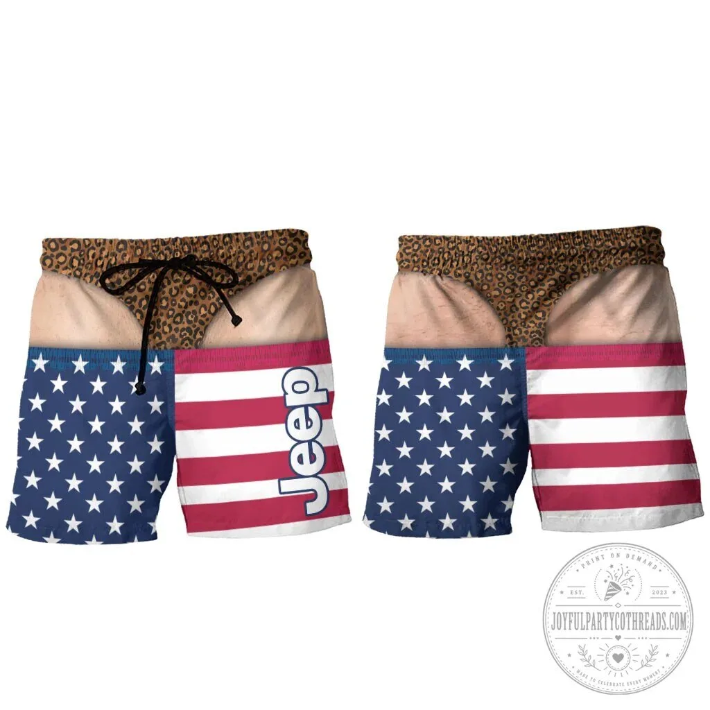 Jeep American Flag Patriotic Swim Trunks