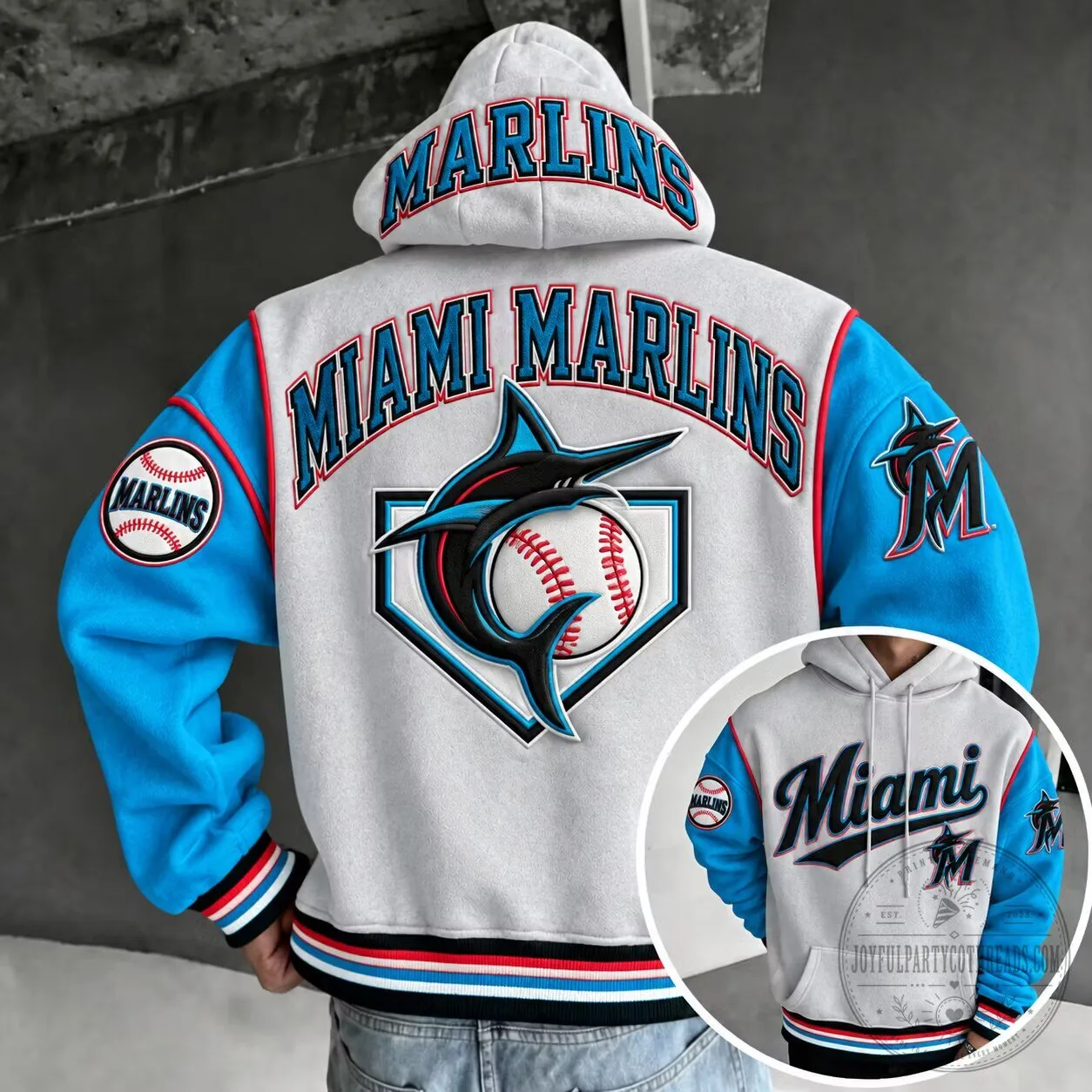 Miami Marlins Baseball Team Logo Fan Apparel Hoodie
