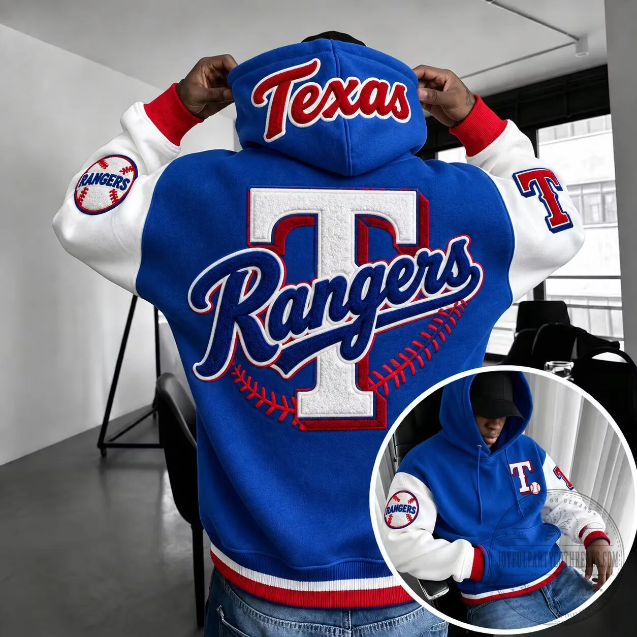 Texas Rangers Baseball Team Logo Royal Blue Hoodie