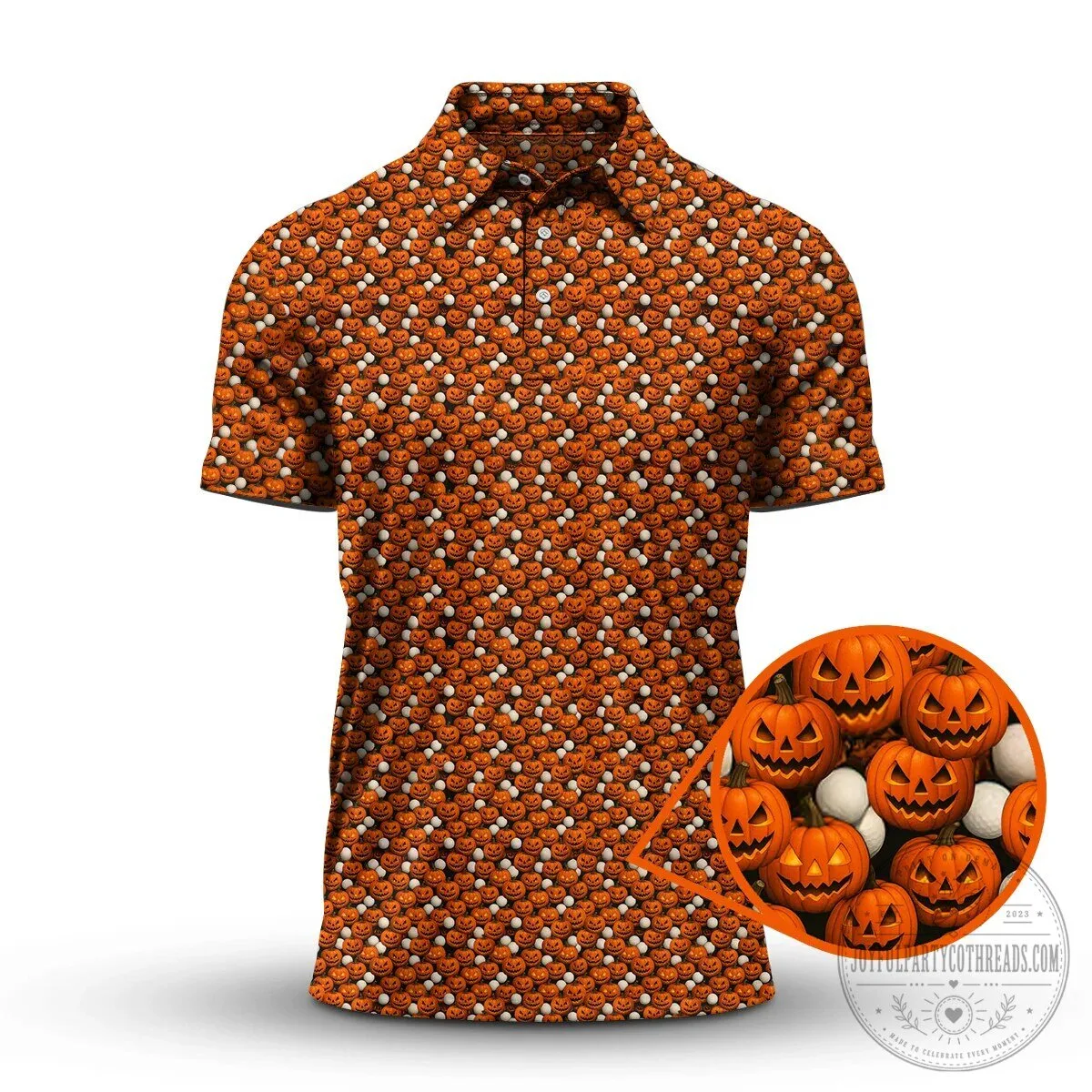 Halloween Lover Shirt Pumpkin Golf Polo Shirt for Men and Women