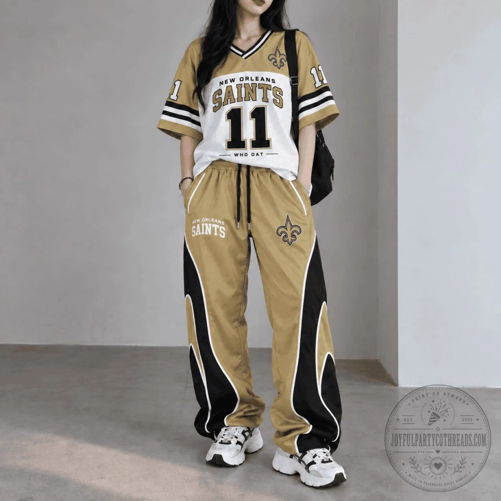 New Orleans Saints Football Team Spirit Gold and Black Jersey New Orleans Saints Football Team Spirit Gold and Black Jersey