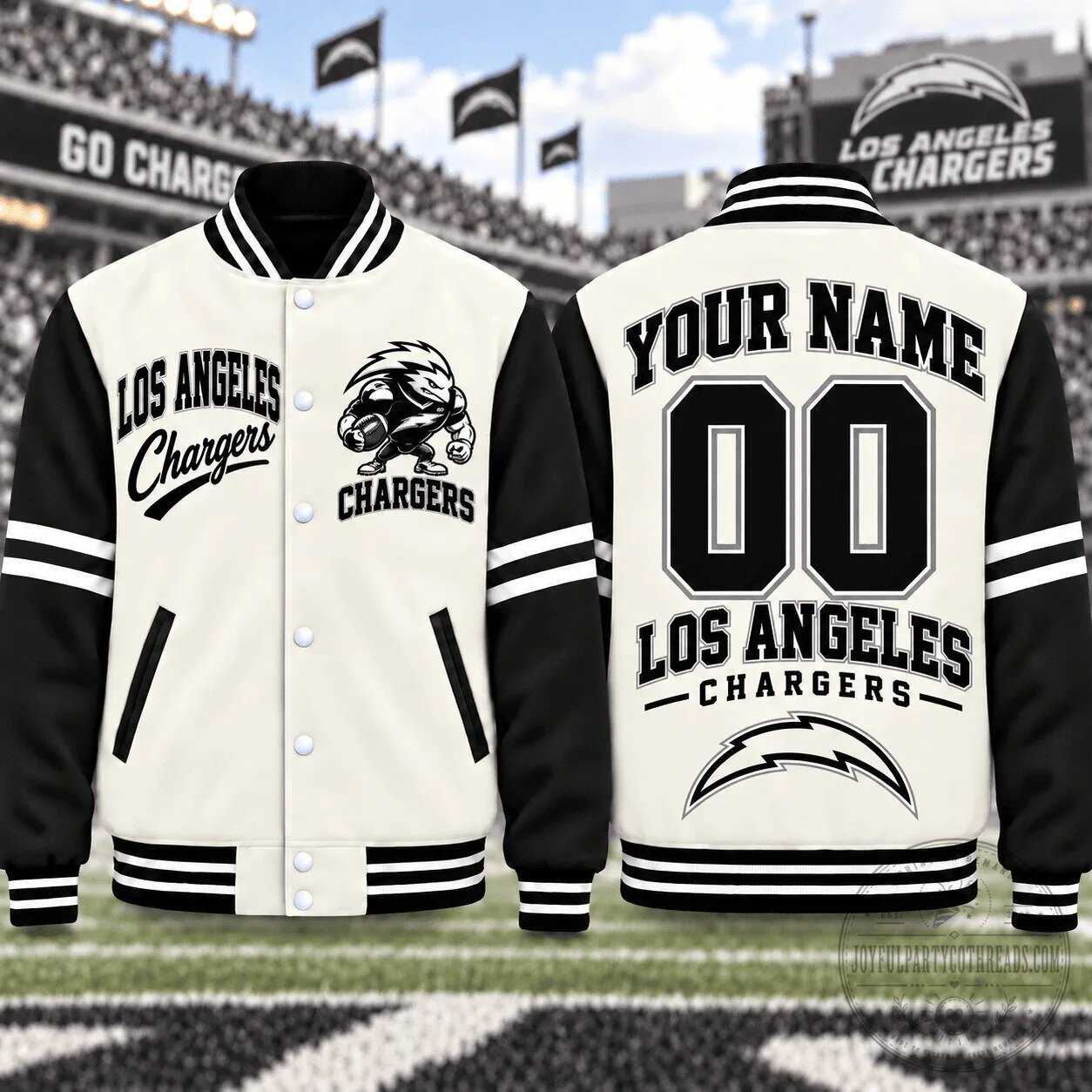 Los Angeles Chargers Personalized Name And Number Varsity Jacket